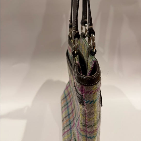Coach Multicolor Plaid Wool Shoulder Bag - Picture 4 of 8